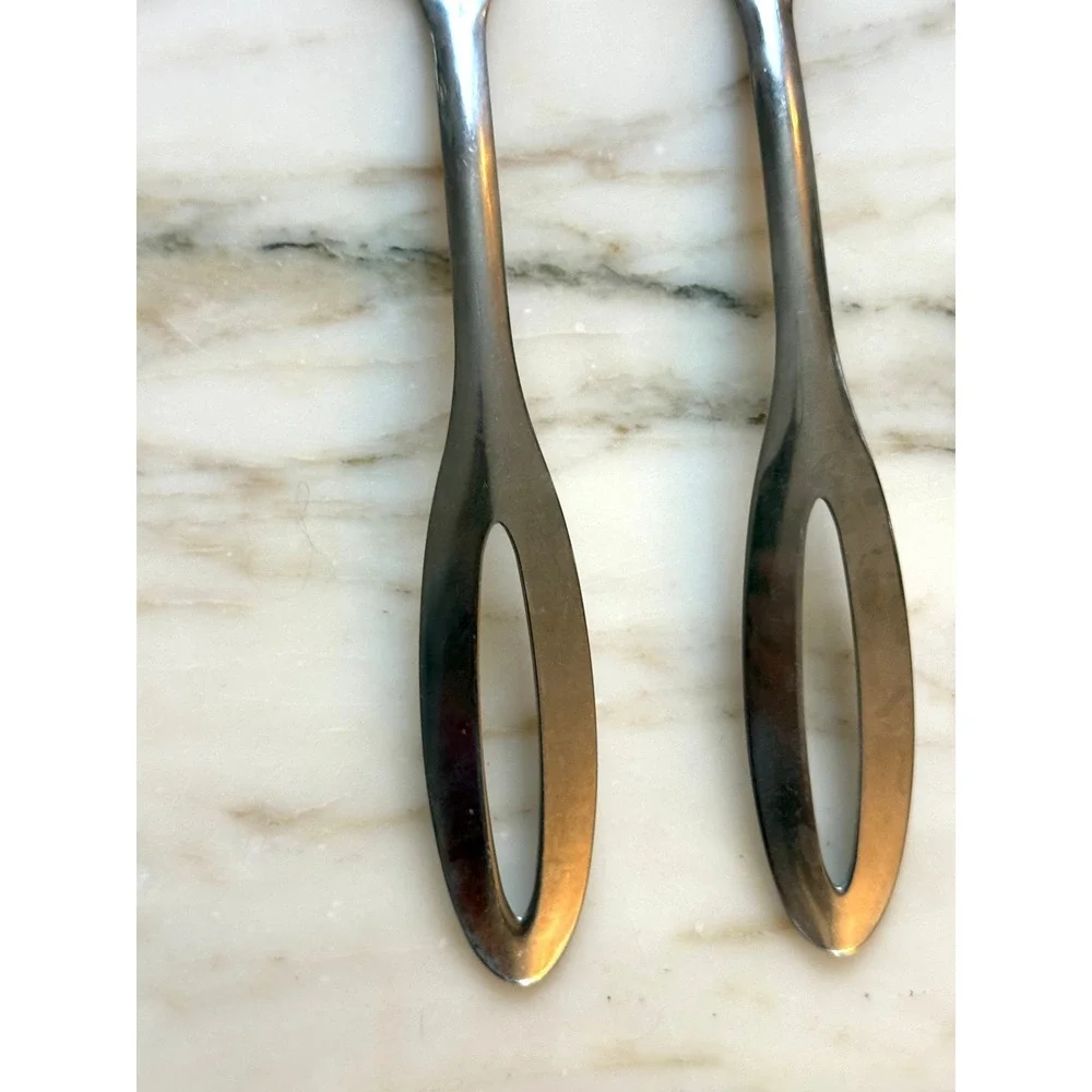 Vintage Signed Stainless Steel Serving Forks Set of 2 MCM 10.25